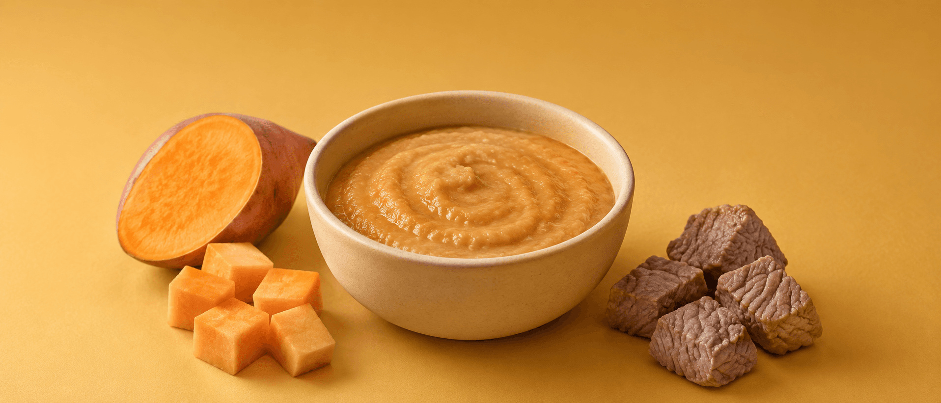 Purée bœuf patate douce